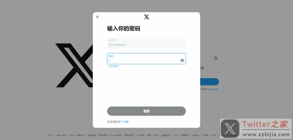 X网页版输入你的密码页面